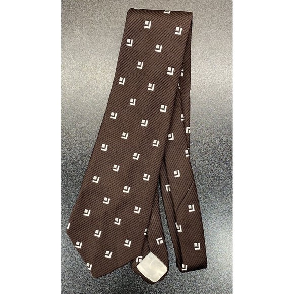 Alessandro Originals Neck Tie Geometric Pattern Brown Vintage - Picture 2 of 13